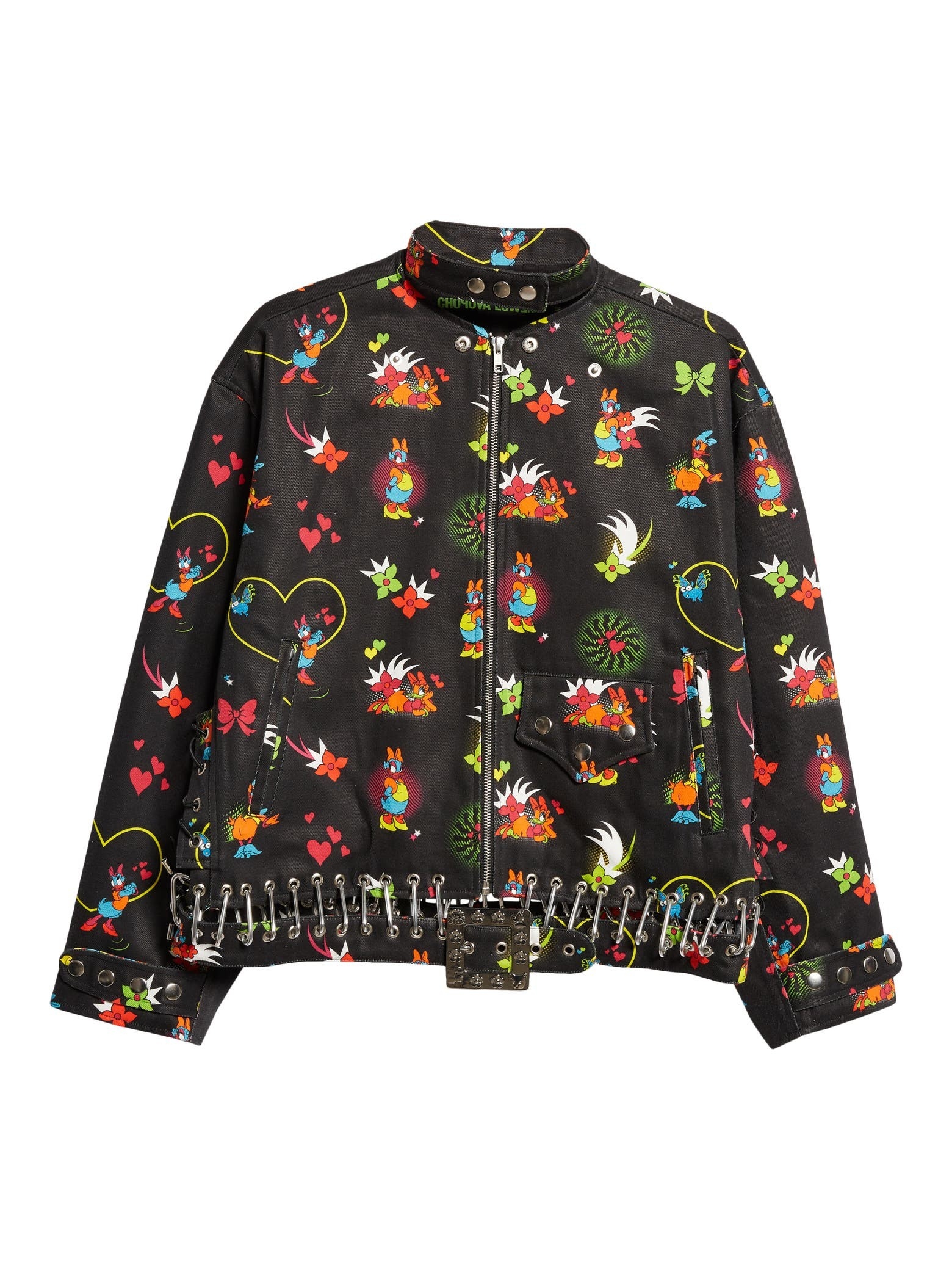 Chopova Lowena X Disney Daisy Duck Carabiner Belt Hem Denim Bomber Jacket — image 2 of 8